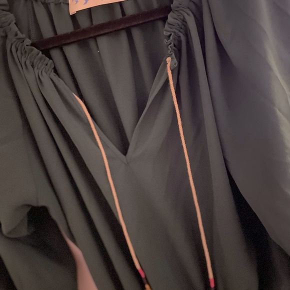 Chic Dark Green Long Sleeve Dress bohemian romper - Picture 4 of 16